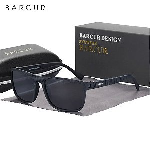 Óculos De Sol Barcur Uv400 Polarizado Original Preto Cinza Bc2139