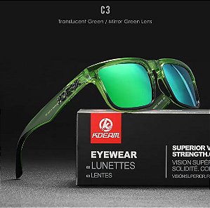 Óculos De Sol Esportivo Polarizado Kdeam C3 Mirrored Green