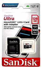Cartão Memória Micro Sdxc 128gb Ultra 100mb Sandisk SDSQUNR-128GB-GN3MA