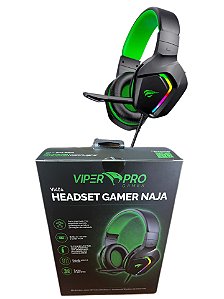 Fone Headset Gamer Viper Pro Rgb Naja VI404 Preto/verde
