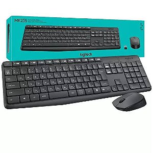 Kit Teclado E Mouse Sem Fio Logitech Mk235 Português Brasil