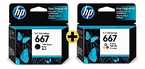 Kit Cartuchos Hp 667 Preto Colorido 1275 2374 2775 2776 6476