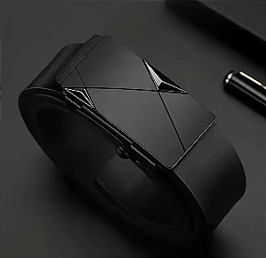 Cinto Bentim Couro Pu Fivela Catraca Preto 130cm Liso