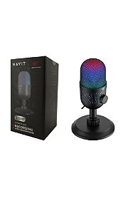 Microfone Gamer Usb Mesa Havit Gk52 Rgb Omnidirecional Preto