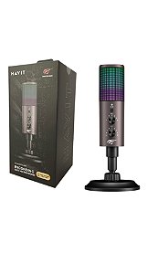 Microfone Gamer Usb Mesa Havit Gk61 Rgb Omnidirecional Preto