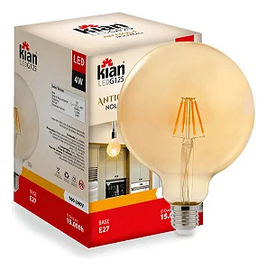 Lâmpada Led Antique Nouveau Kian G125 Branco Quente 4w E27