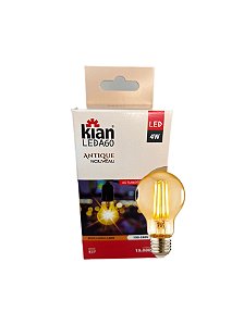 Lâmpada Filamento Bulbo A60 4w 2200k Kian Luz Branco-quente