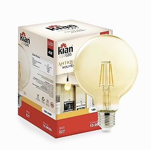 Lâmpada Filamento Led 4w G95 Retrô Vintage Âmbar 2700k Bivol