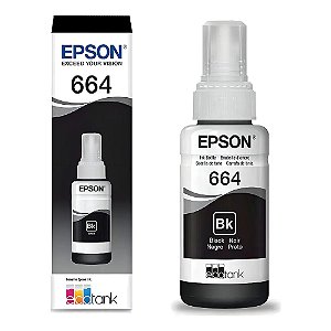 Tinta Epson T664 Ecotank L365 L200 L495 L656 L220 Preto