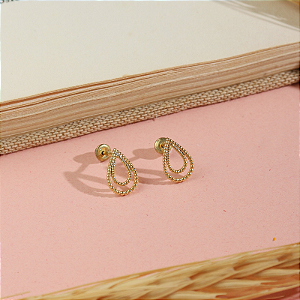 Brinco Gota Dupla Dourado