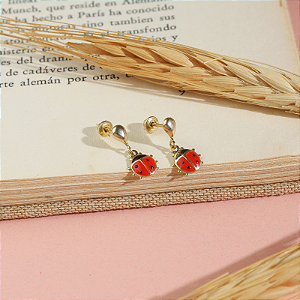 Brinco de Joaninha Dourado Infantil