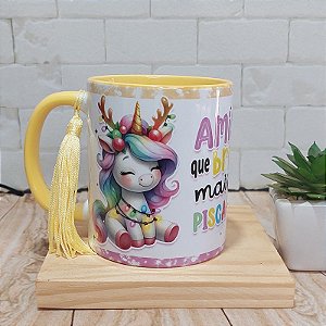 Caneca  natalina amigas que brilham mais que pisca pisca