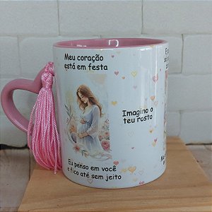 Caneca maternidade meu coração está em festa