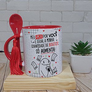 Caneca p/ namorados flork meu amor por você é igual boleto