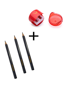Kit 3 Lápis + 1 Apontador Duplo C/ Depósito Joy Pote
