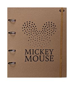 Fichário Caderno Mickey Mouse Argolado Kraft 175x242mm - 80 Folhas Off White - Jandaia