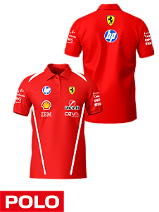 Camiseta Polo Ferrari 2026 - Team - Vermelho