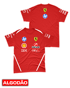Camiseta Algodão Ferrari 2026 - Team - Vermelho