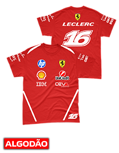 Camiseta Algodão Ferrari 2026 - Charles Leclerc - Vermelho