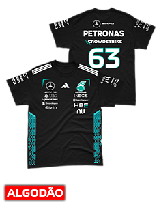 Camiseta Algodão Mercedes 2026 - George Russel - Preto