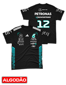 Camiseta Algodão Mercedes 2026 - Kimi Antonelli - Preto
