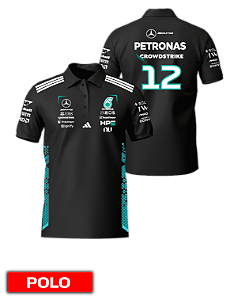 Camiseta Polo Mercedes 2026 - Kimi Antonelli - Preto
