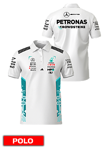 Camiseta Polo Mercedes 2026 - Team - Branco