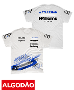 Camiseta Algodão Williams 2026 - Carlos Sainz - Branco