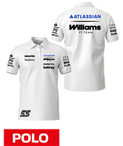 Camiseta Polo Williams 2026 - Carlos Sainz - Branco