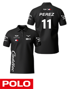 Camiseta Polo Cadillac 2026 - Sergio Perez - Preto