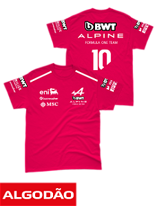Camiseta Algodão Alpine F1 Team 2026 - Pierre Gasly - Rosa Pink