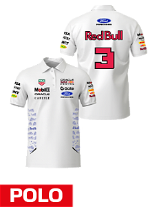 Camiseta Polo Red Bull Ford 2026 - Max Verstappen - Branco