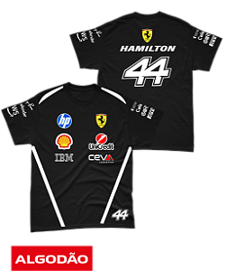 Camiseta Algodão Ferrari 2026 - Lewis Hamilton - Preto