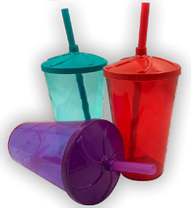 Copo Twister com tampa e canudo 300ml