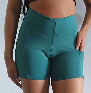 Short Suplex Fitness Lady Academia Treino Cós Alto C/ Bolsos