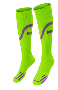 Meia 3/4 Compressão Poliamida Unisex Corrida Maratona Selene Preto Fluor Rosa Néon