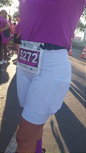 Bermuda Branca Suplex Corrida Fitness Maratona Academia Treino C/Bolsos