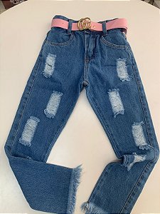Calça jeans fem com cinto