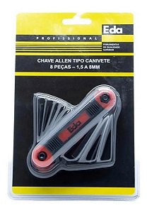 Chave Allen Canivete 8 Peças 1,5mm a 8mm Eda Profissional