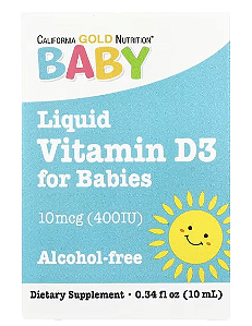 Vitamina D3 Infantil Gotas 400 UI California Gold – 10ml Original EUA✅