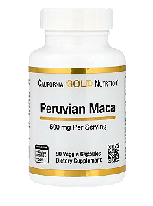 Maca Peruana 500mg California Gold Nutrition – 90 Cápsulas Vegetais | Energia & Vitalidade✅