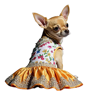 Roupa de Pet Vestido Bordado