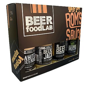 Kit 4 Molhos Especiais Gourmet Premium Beer Food Lab + caixa box