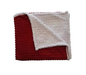 Cobertor Sherpa Casal Dupla Face Toque de Lã de Carneiro Vermelho