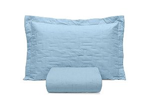 Colcha Solteiro com Porta Travesseiro 180 Fios Sleep Buettner Azul