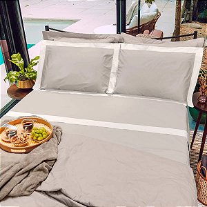 Jogo de Cama Reffinata Queen 4 Peças 100% Algodão 230 Fios Buettner