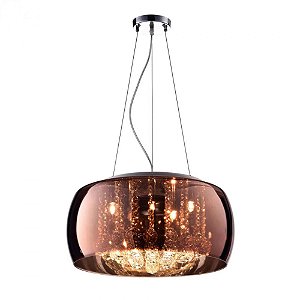 Pendente Soho Redondo 60x28cm Metal e Cristal Bella Iluminaçao PD006CO