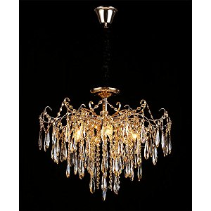 Lustre Pendente 60x50cm Cristal e Metal Sindora DCD00423