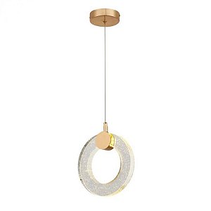 Pendente LED 20cm Cristal e Metal Dourado Sindora DCD02102