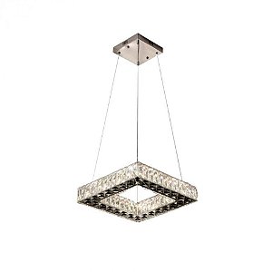 Pendente LED Quadrado 40x40cm Cromado e Transparente Sindora DCD00176